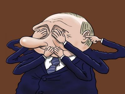 Путин и его "реальность". Карикатура С.Елкина: svoboda.org