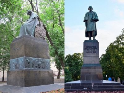 Памятники Н.В.Гоголю в Москве - у музея Гоголя и на Гоголевском бульваре. Фото: svastour.ru, agentika.com Памятники Н.В.Гоголю в Москве - у музея Гоголя и на Гоголевском бульваре. Фото: svastour.ru, agentika.com