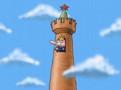 "Царь" в башне. Карикатура: dw.com